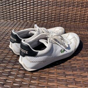 Vintage Lacoste white leather mens sneakers green Alligator SZ 10